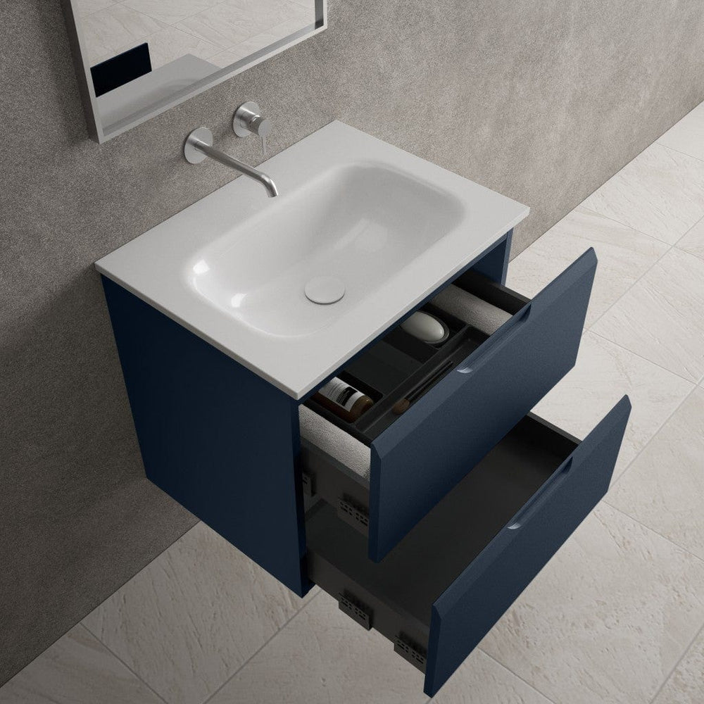 Tasca Two Drawer Vanity Unit With Beyondstone Basin - Matt Indigo 600mm