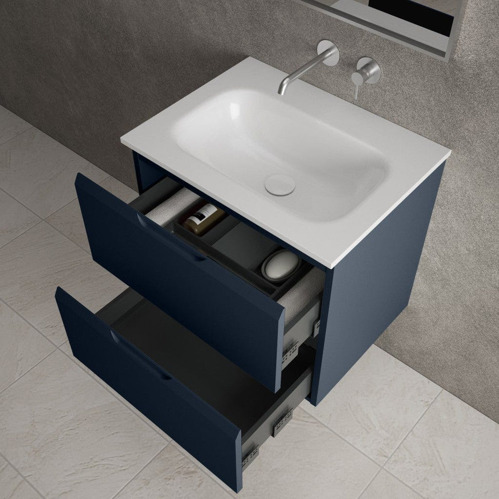 Tasca Two Drawer Vanity Unit With Beyondstone Basin - Matt Indigo 600mm