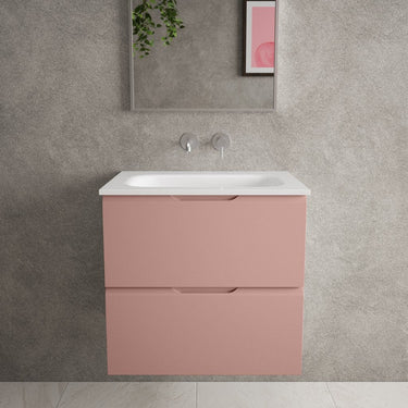 Tasca Two Drawer Vanity Unit With Beyondstone Basin - Matt Pink 600mm