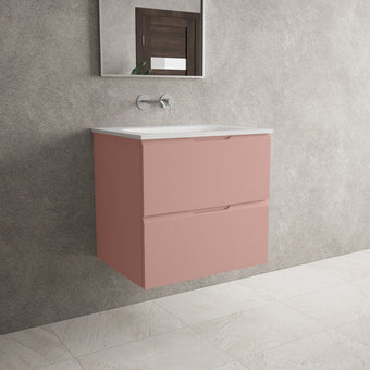 Tasca Two Drawer Vanity Unit With Beyondstone Basin - Matt Pink 600mm