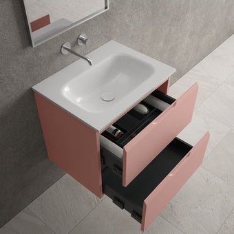 Tasca Two Drawer Vanity Unit With Beyondstone Basin - Matt Pink 600mm