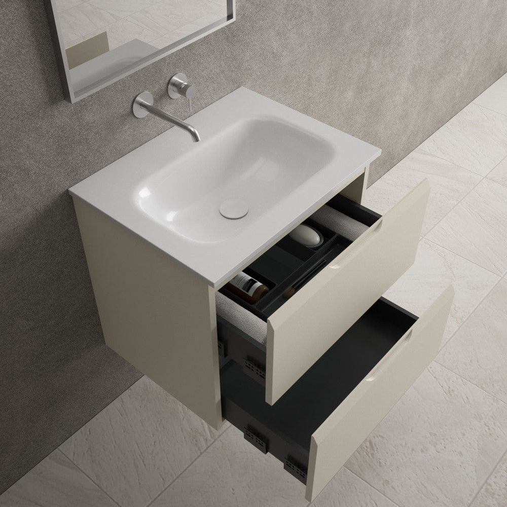 Tasca Two Drawer Vanity Unit With Beyondstone Basin - Matt Stone 600mm