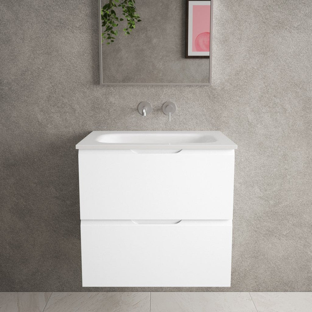 Tasca Two Drawer Vanity Unit With Beyondstone Basin - Matt White 600mm