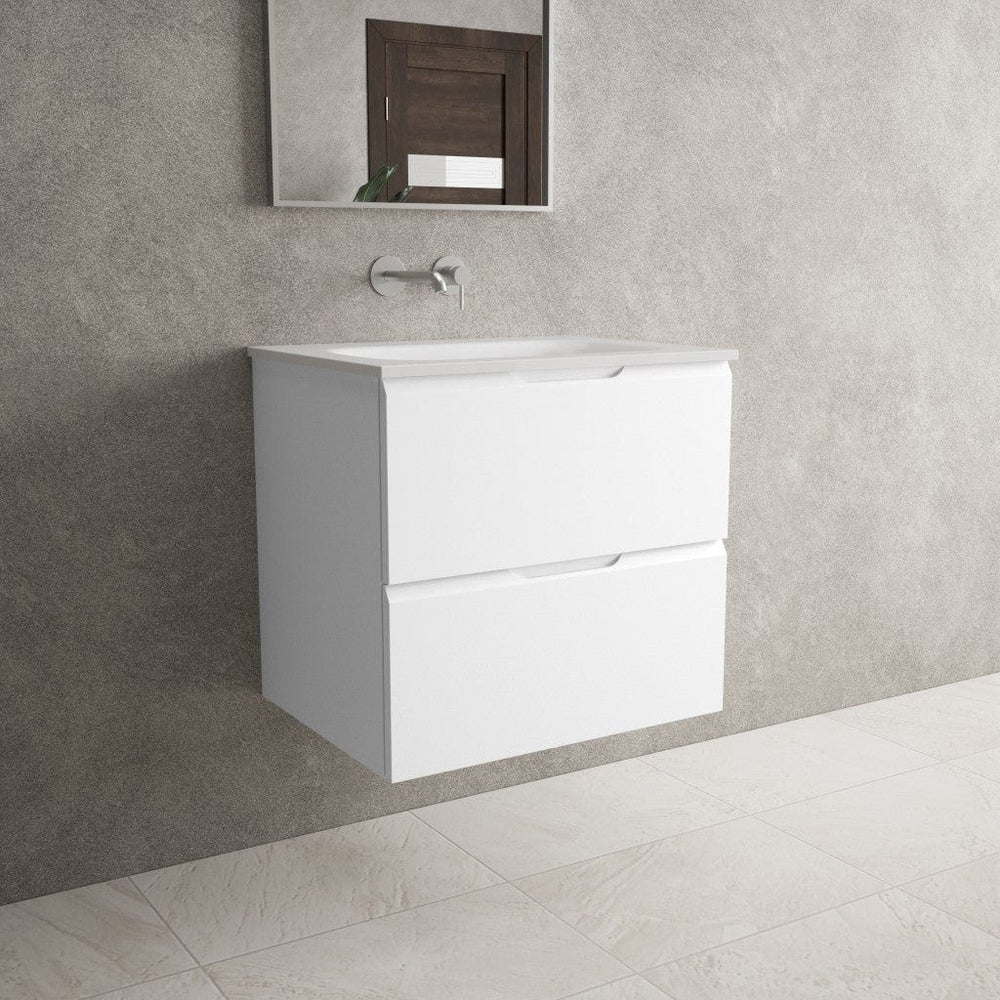 Tasca Two Drawer Vanity Unit With Beyondstone Basin - Matt White 600mm