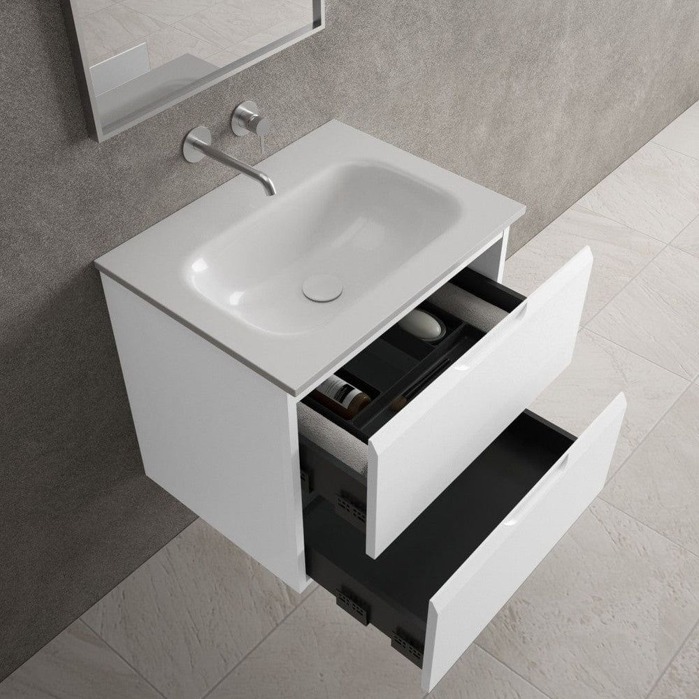 Tasca Two Drawer Vanity Unit With Beyondstone Basin - Matt White 600mm