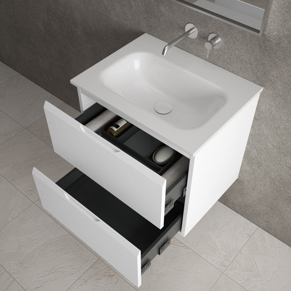Tasca Two Drawer Vanity Unit With Beyondstone Basin - Matt White 600mm