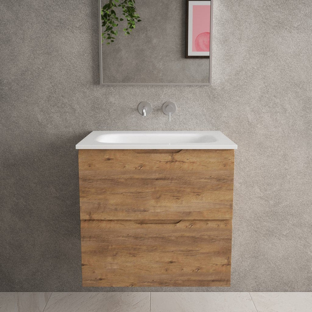 Tasca Two Drawer Vanity Unit With Beyondstone Basin - Oak 600mm