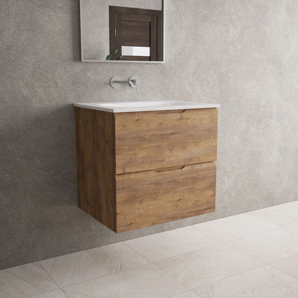Tasca Two Drawer Vanity Unit With Beyondstone Basin - Oak 600mm