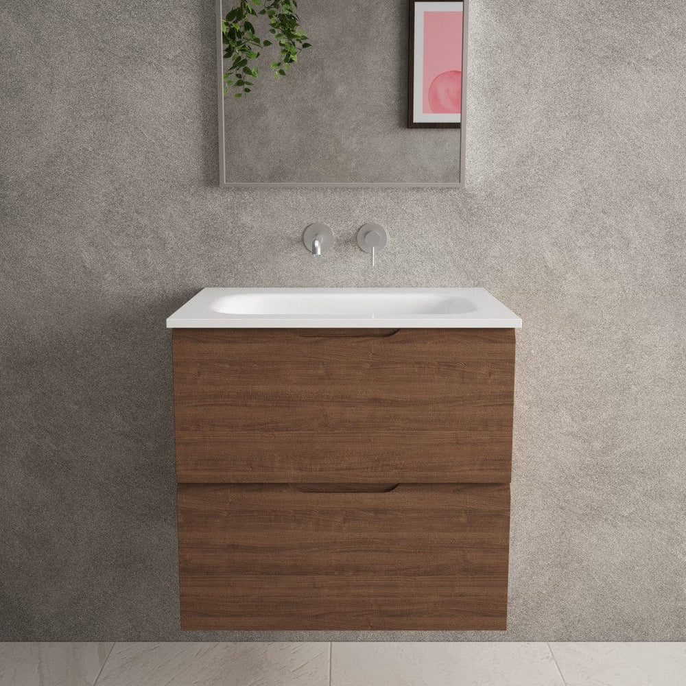 Tasca Two Drawer Vanity Unit With Beyondstone Basin - Walnut 600mm