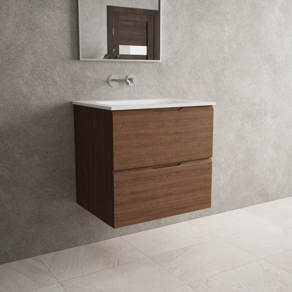 Tasca Two Drawer Vanity Unit With Beyondstone Basin - Walnut 600mm