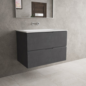 Tasca Two Drawer Vanity Unit  With Beyondstone Basin - Dark Concrete 800mm