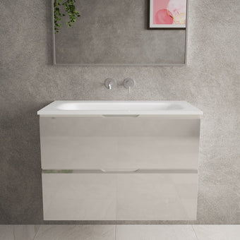 Tasca Two Drawer Vanity Unit  With Beyondstone Basin - Gloss Cashmere 800mm