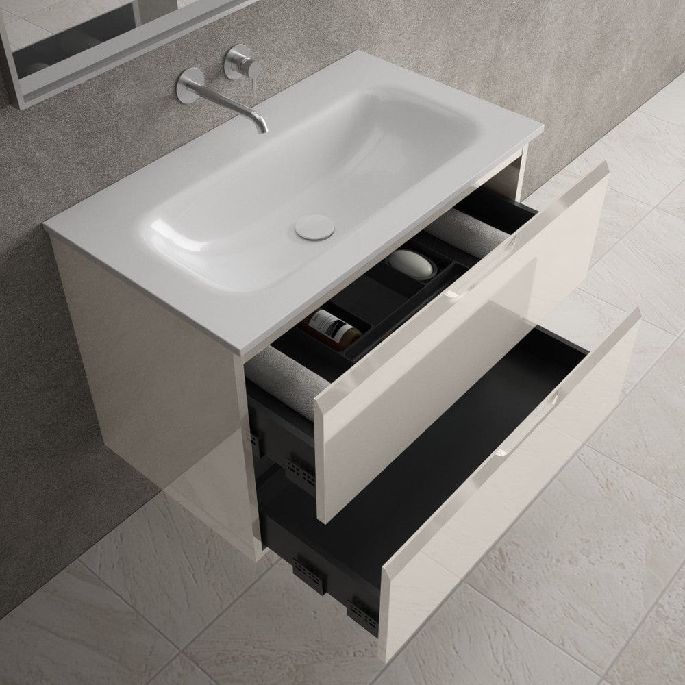 Tasca Two Drawer Vanity Unit  With Beyondstone Basin - Gloss Cashmere 800mm