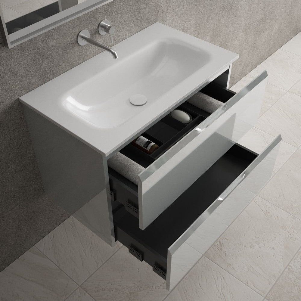Tasca Two Drawer Vanity Unit  With Beyondstone Basin - Gloss Dove 800mm