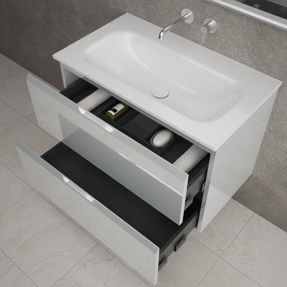 Tasca Two Drawer Vanity Unit  With Beyondstone Basin - Gloss Dove 800mm