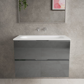 Tasca Two Drawer Vanity Unit  With Beyondstone Basin - Gloss Dust 800mm