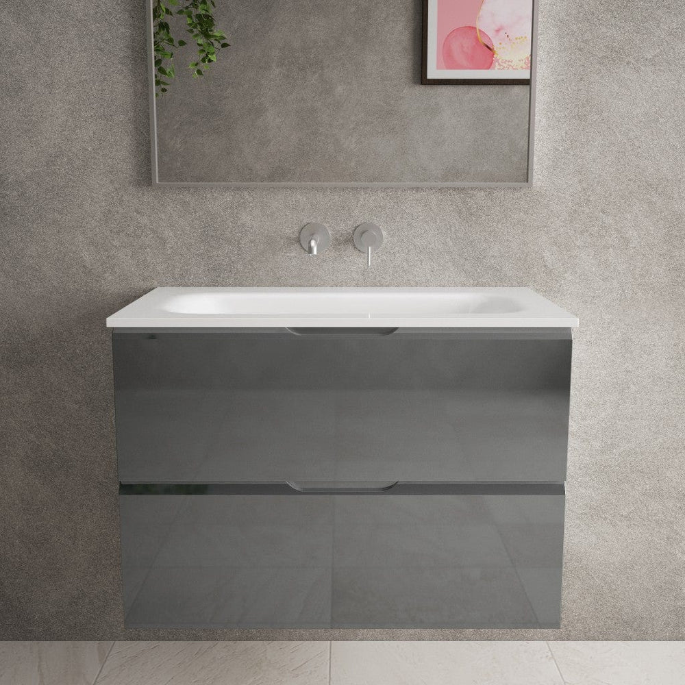 Tasca Two Drawer Vanity Unit  With Beyondstone Basin - Gloss Dust 800mm