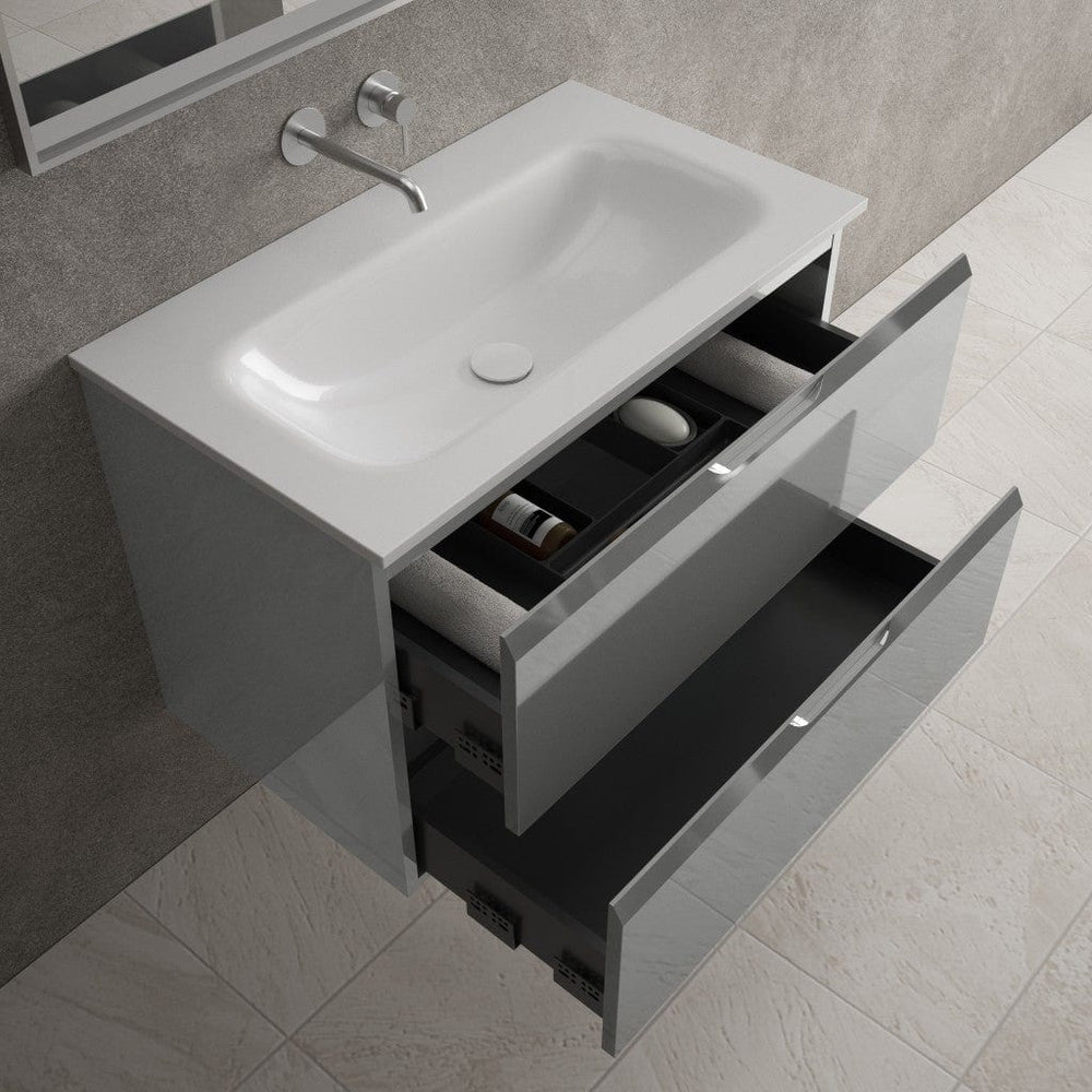 Tasca Two Drawer Vanity Unit  With Beyondstone Basin - Gloss Dust 800mm
