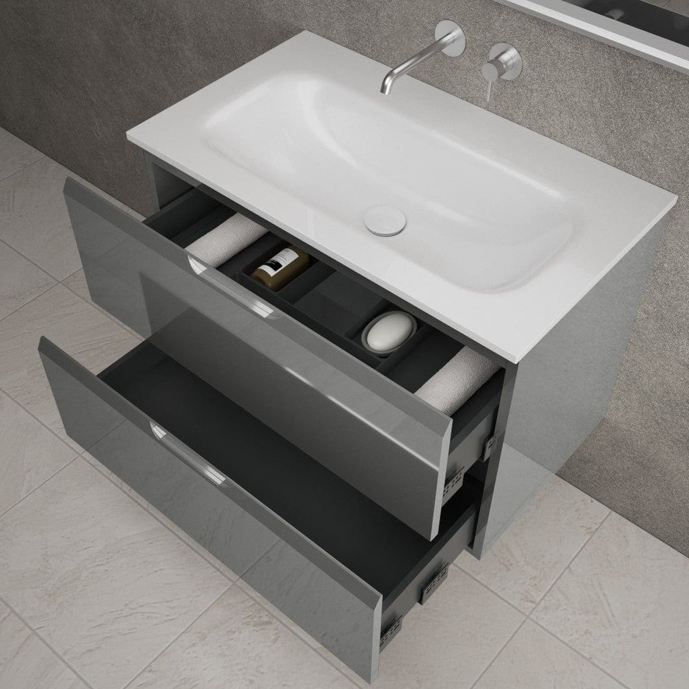 Tasca Two Drawer Vanity Unit  With Beyondstone Basin - Gloss Dust 800mm