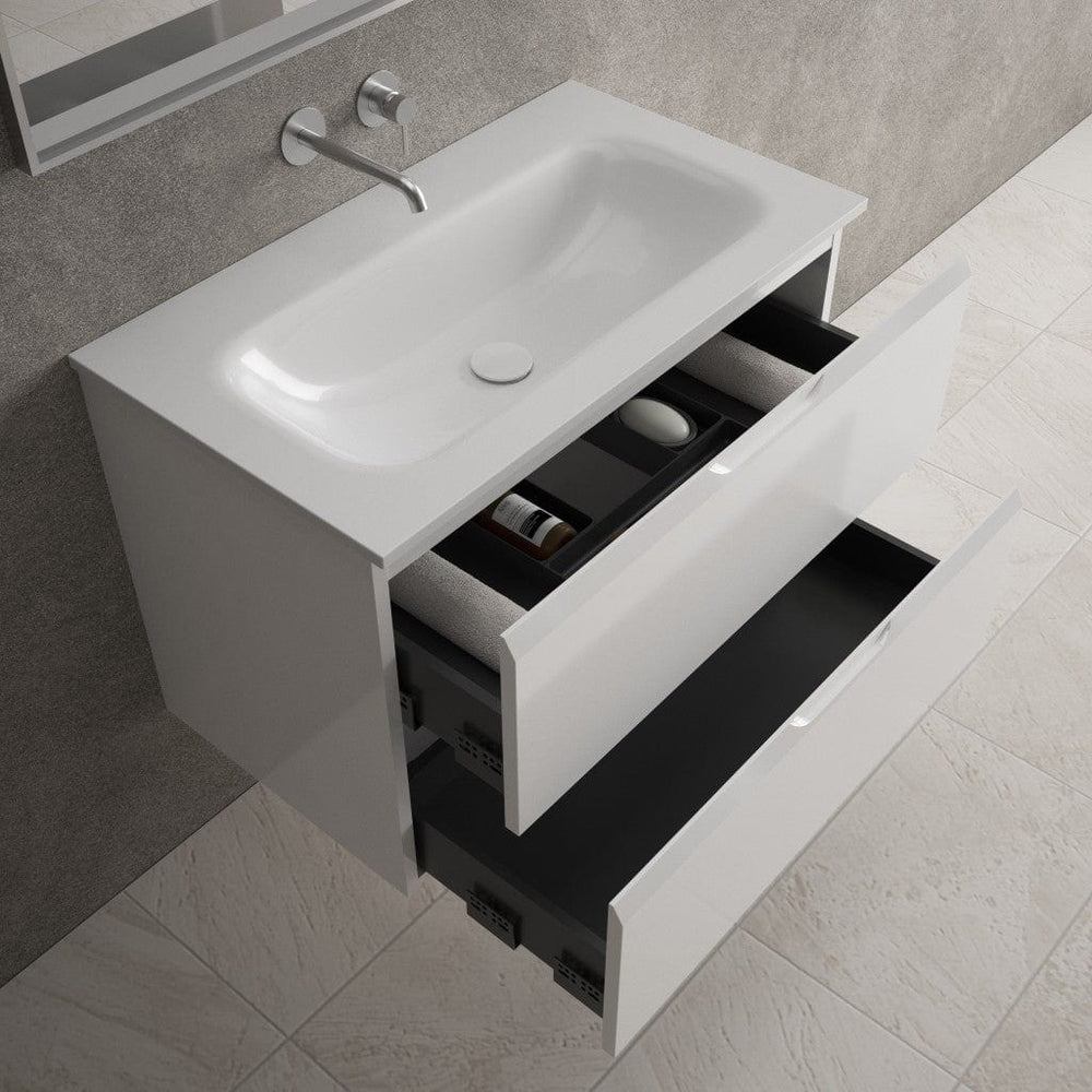 Tasca Two Drawer Vanity Unit  With Beyondstone Basin - Gloss White 800mm