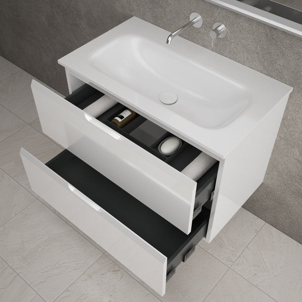 Tasca Two Drawer Vanity Unit  With Beyondstone Basin - Gloss White 800mm