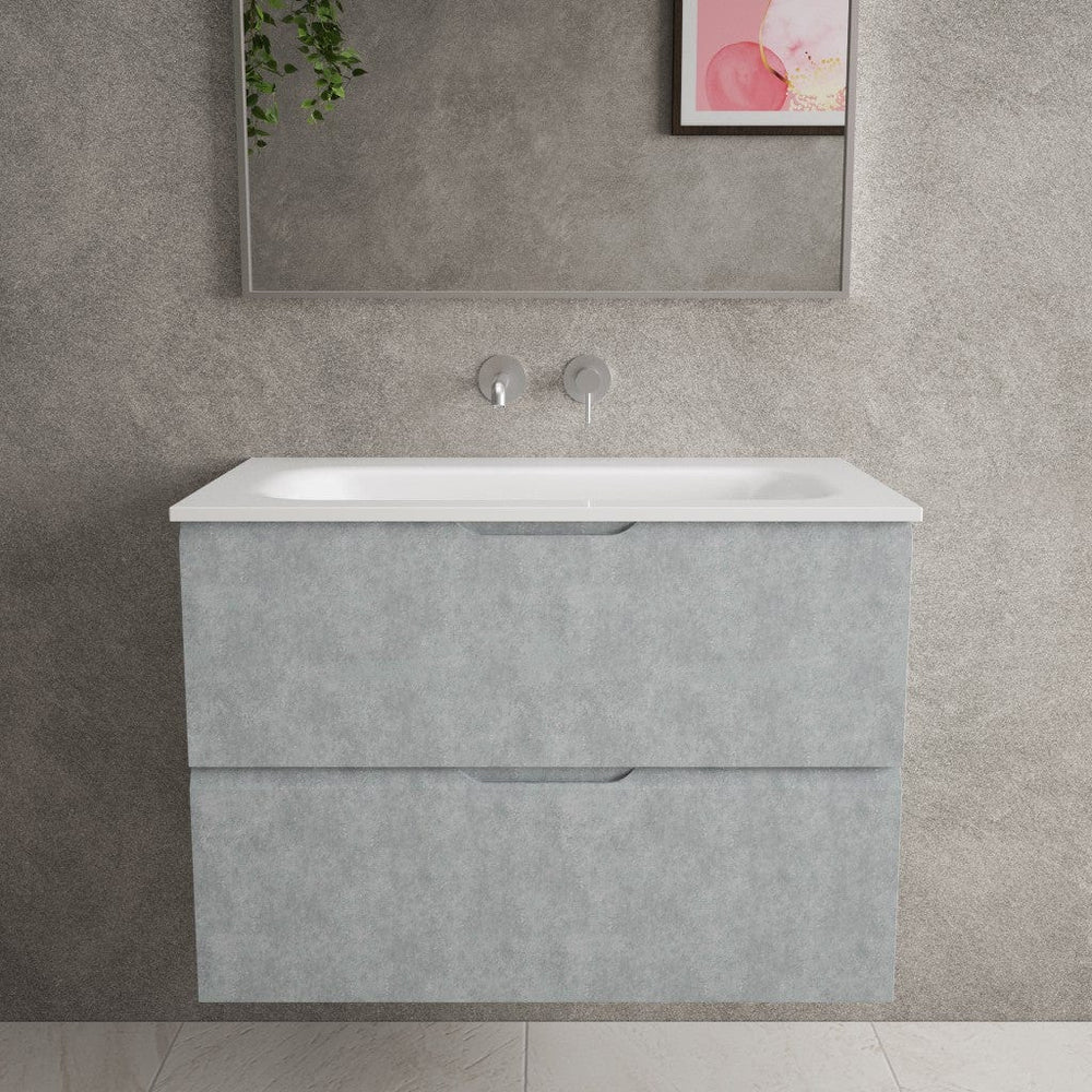 Tasca Two Drawer Vanity Unit  With Beyondstone Basin - Light Concrete 800mm