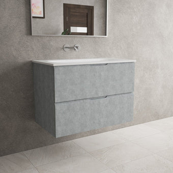 Tasca Two Drawer Vanity Unit  With Beyondstone Basin - Light Concrete 800mm