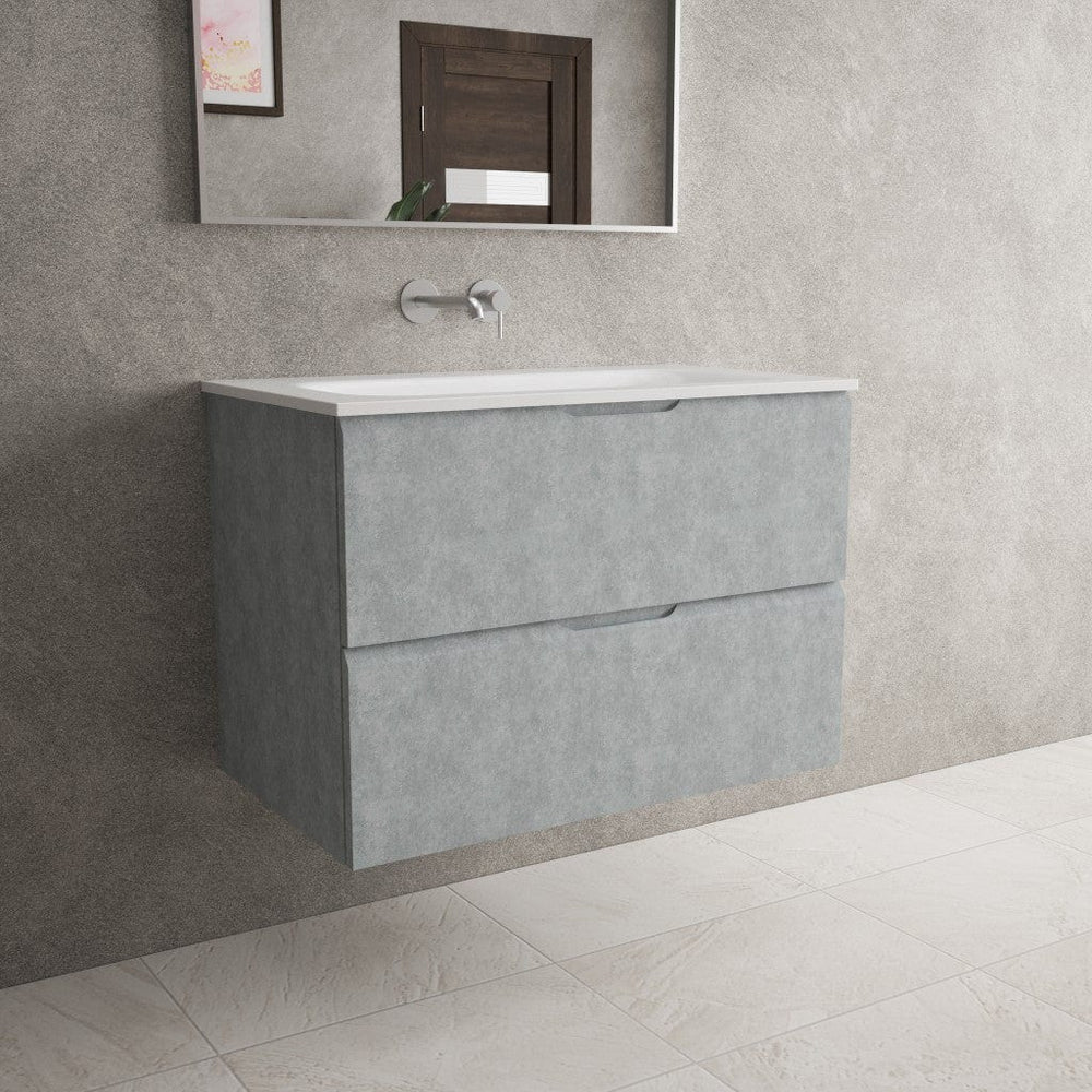 Tasca Two Drawer Vanity Unit  With Beyondstone Basin - Light Concrete 800mm