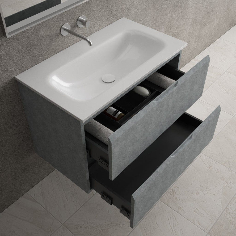 Tasca Two Drawer Vanity Unit  With Beyondstone Basin - Light Concrete 800mm