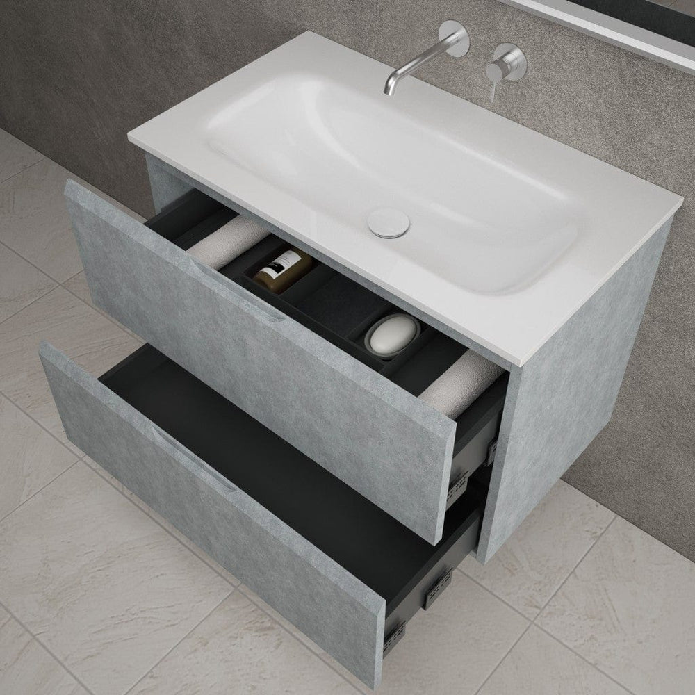 Tasca Two Drawer Vanity Unit  With Beyondstone Basin - Light Concrete 800mm