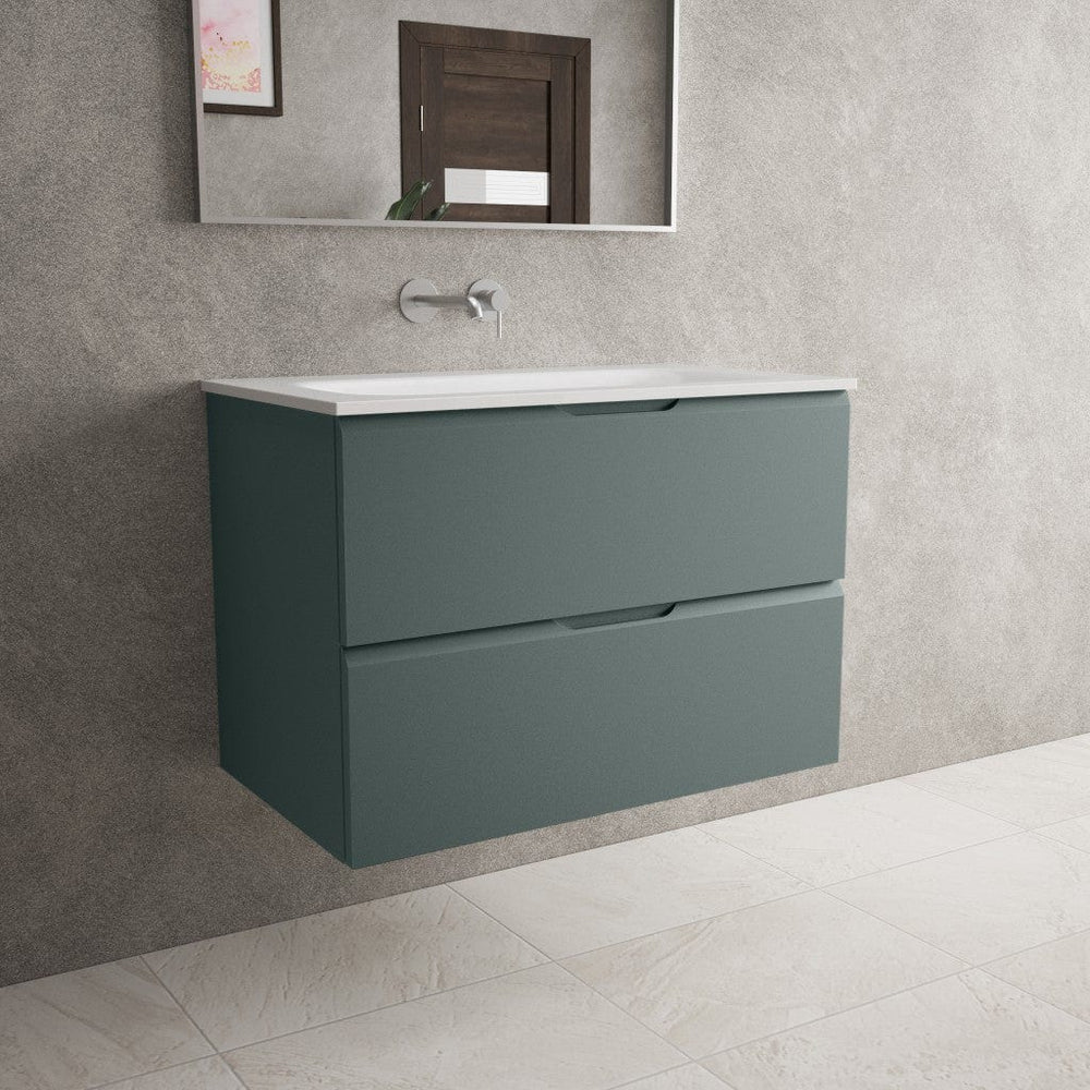 Tasca Two Drawer Vanity Unit  With Beyondstone Basin - Matt Dark Green 800mm