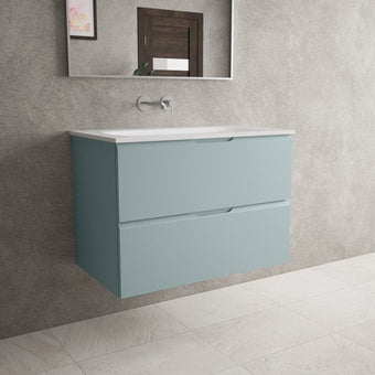 Tasca Two Drawer Vanity Unit  With Beyondstone Basin - Matt Fjord 800mm