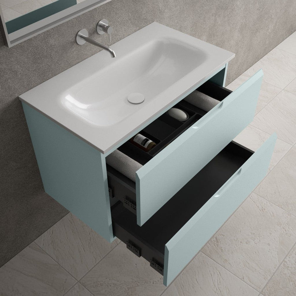 Tasca Two Drawer Vanity Unit  With Beyondstone Basin - Matt Fjord 800mm