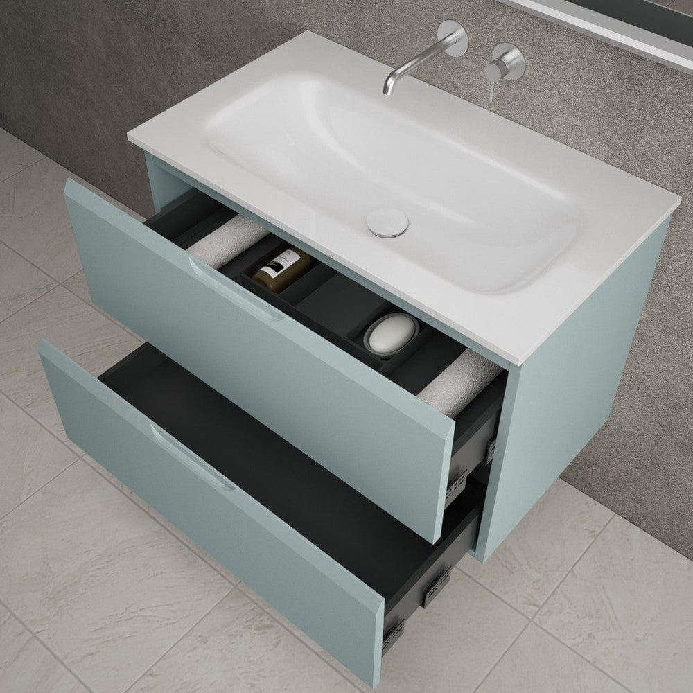 Tasca Two Drawer Vanity Unit  With Beyondstone Basin - Matt Fjord 800mm