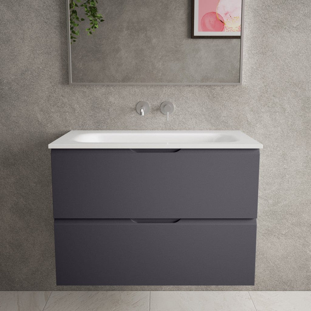 Tasca Two Drawer Vanity Unit  With Beyondstone Basin - Matt Graphite 800mm