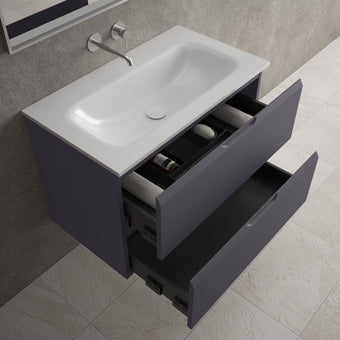 Tasca Two Drawer Vanity Unit  With Beyondstone Basin - Matt Graphite 800mm