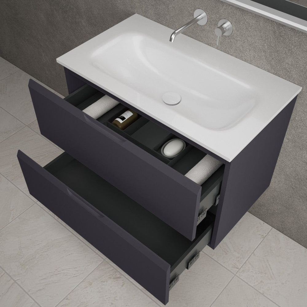Tasca Two Drawer Vanity Unit  With Beyondstone Basin - Matt Graphite 800mm