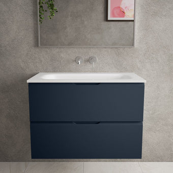 Tasca Two Drawer Vanity Unit  With Beyondstone Basin - Matt Indigo 800mm