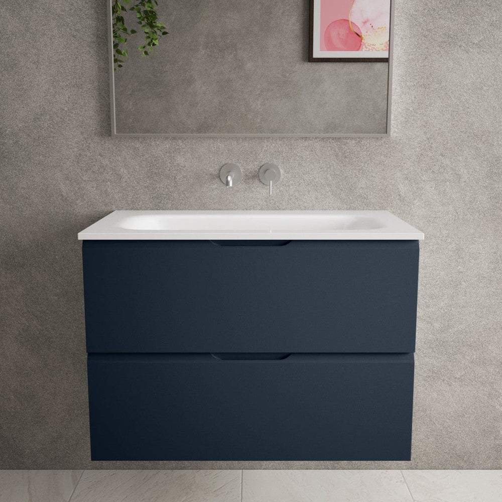 Tasca Two Drawer Vanity Unit  With Beyondstone Basin - Matt Indigo 800mm