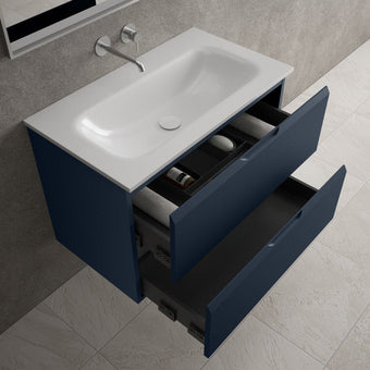 Tasca Two Drawer Vanity Unit  With Beyondstone Basin - Matt Indigo 800mm