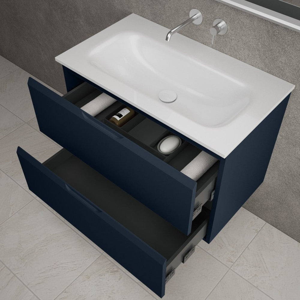 Tasca Two Drawer Vanity Unit  With Beyondstone Basin - Matt Indigo 800mm