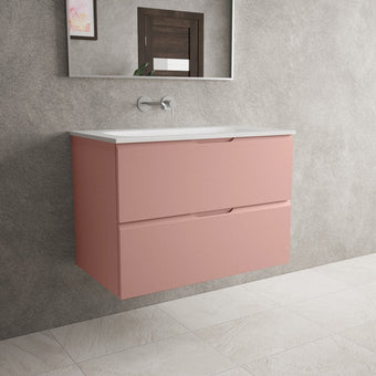 Tasca Two Drawer Vanity Unit  With Beyondstone Basin - Matt Pink 800mm