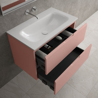 Tasca Two Drawer Vanity Unit  With Beyondstone Basin - Matt Pink 800mm