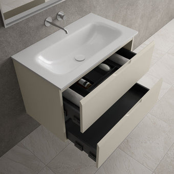 Tasca Two Drawer Vanity Unit  With Beyondstone Basin - Matt Stone 800mm