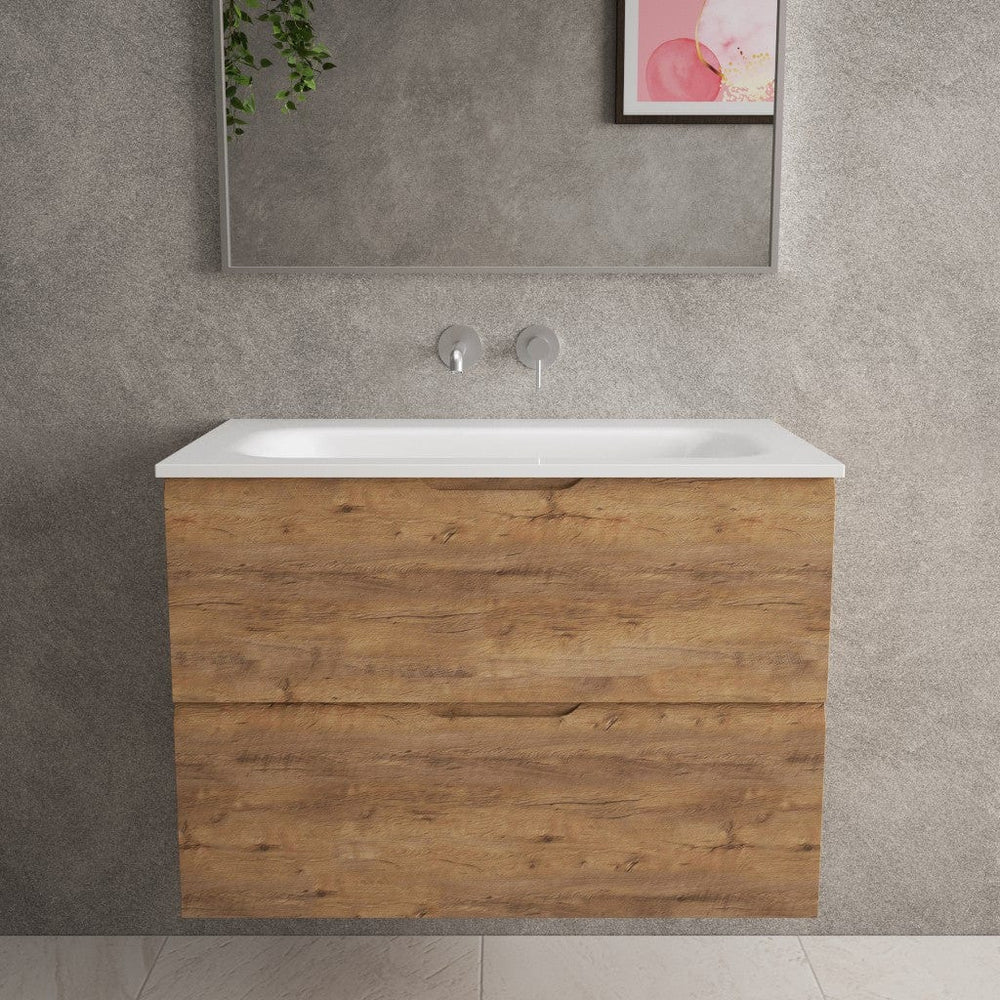 Tasca Two Drawer Vanity Unit  With Beyondstone Basin - Oak 800mm