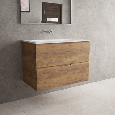 Tasca Two Drawer Vanity Unit  With Beyondstone Basin - Oak 800mm