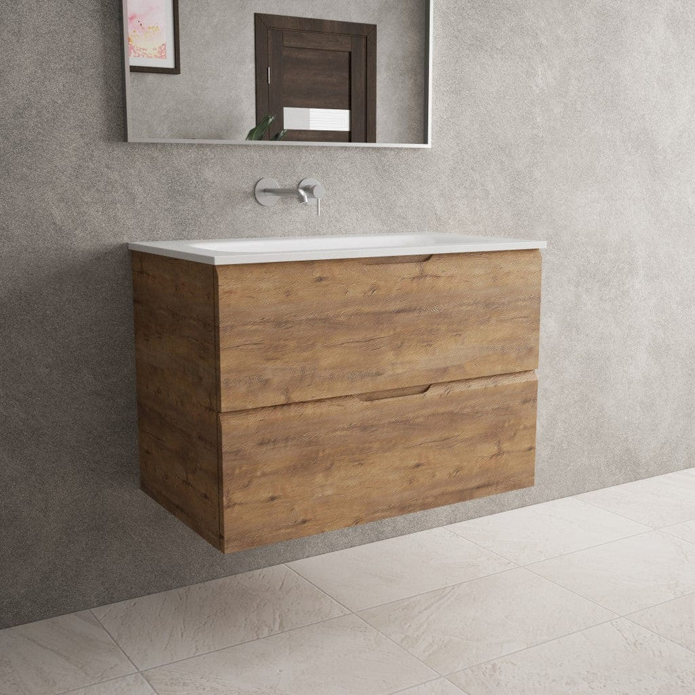 Tasca Two Drawer Vanity Unit  With Beyondstone Basin - Oak 800mm