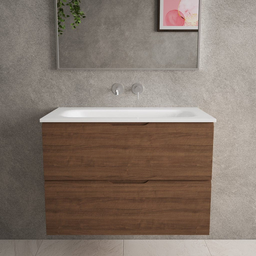 Tasca Two Drawer Vanity Unit  With Beyondstone Basin - Walnut 800mm