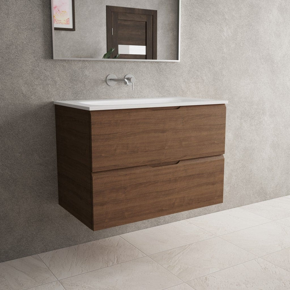 Tasca Two Drawer Vanity Unit  With Beyondstone Basin - Walnut 800mm