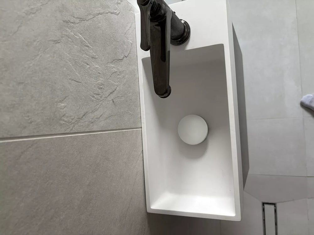 Tasca Single Door Vanity Unit With Beyondstone Basin - Matt Black 450mm